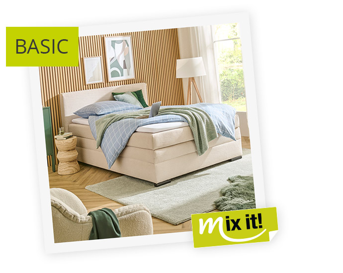 smart Boxbett Basic - aus dem mix it! Programm, cremefarbener Cordbezug