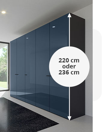 Höhe 220 cm oder 236 cm. Premiumweiß oder Novaschwarz
