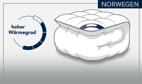 Norwegen Winterdecke, hoher Wärmegrad, Zeichnung einer Winterdecke vor hellgrauem Hintergrund mit grauen Akzenten