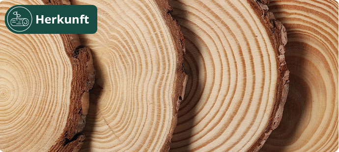 Herkunft. Holzscheiben