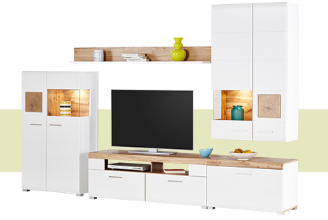 Cortina – Kühles Weiß & warme Holzoptik | Möbel Höffner