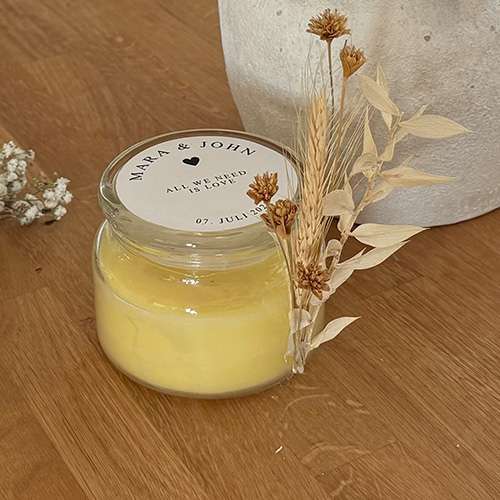 Kerze im Glas als Hochzeitsgastgeschenk