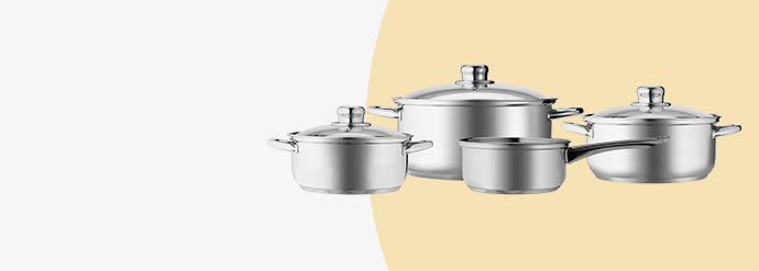Topfset aus Edelstahl