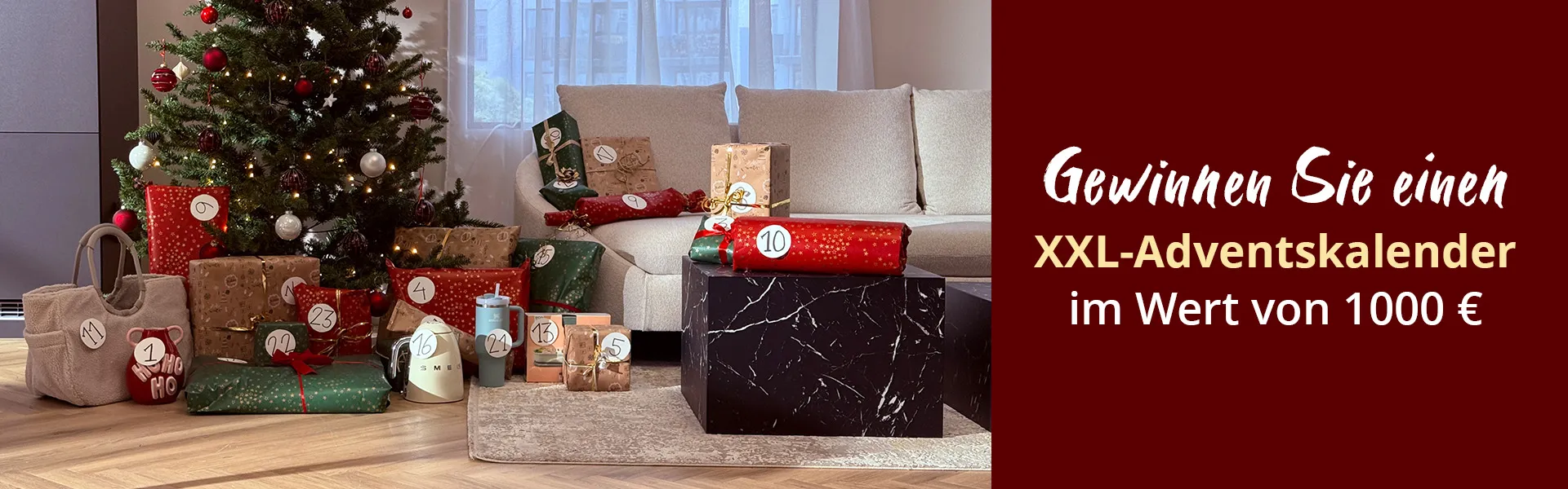 Gewinnen Sie einen XXL-Adventskalender im Wert von 1000 Euro