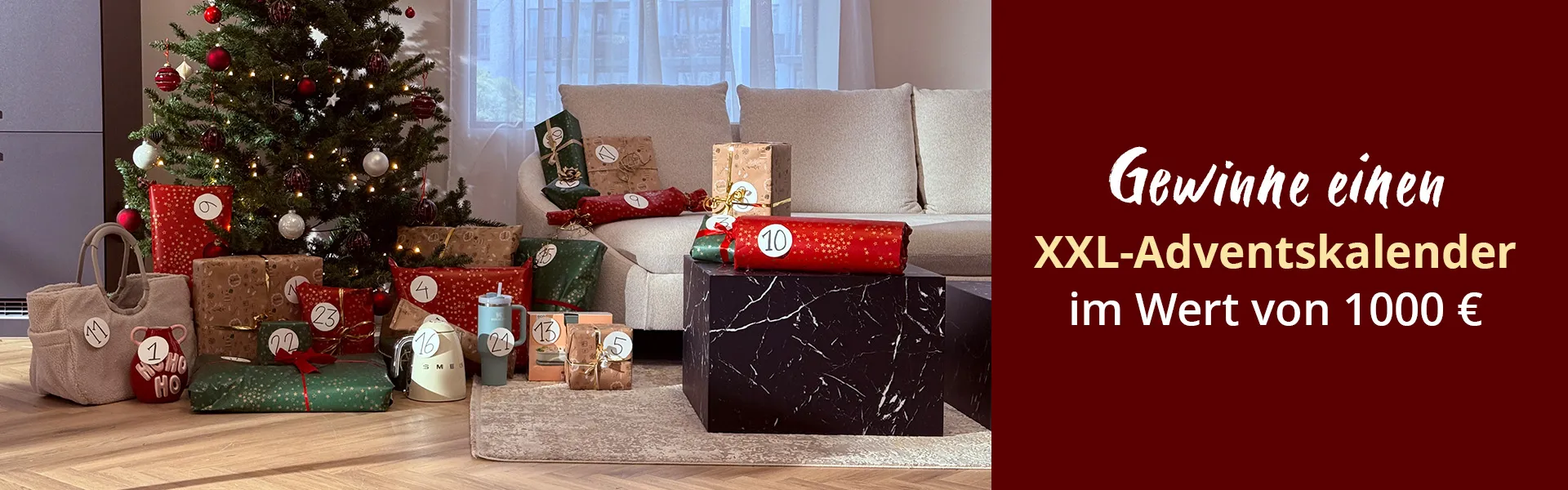 Gewinne einen XXL-Adventskalender im Wert von 1000 Euro