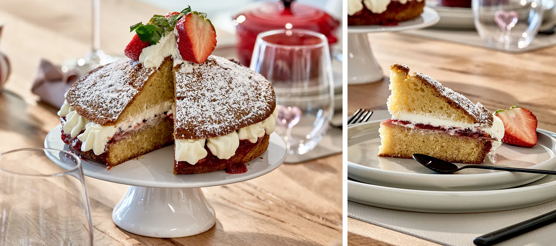 Victoria Sponge Cake mit Erdbeer-Sahne-Füllung
