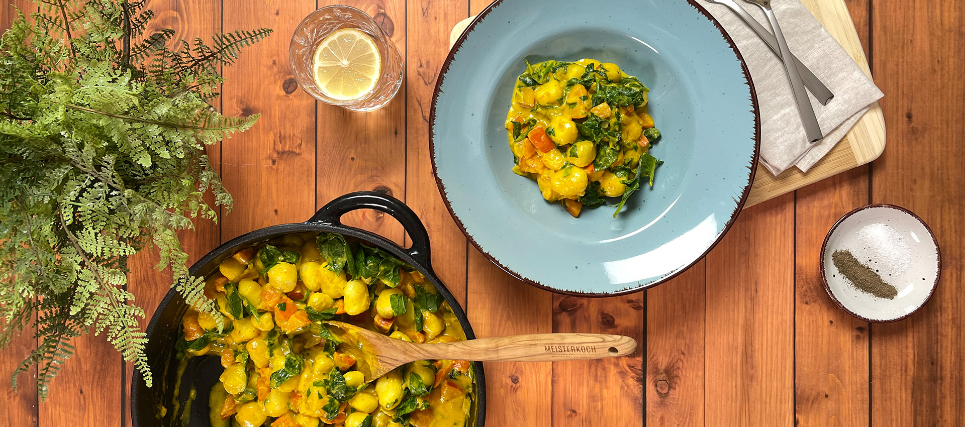 Gnocchi mit Kürbis und Spinat