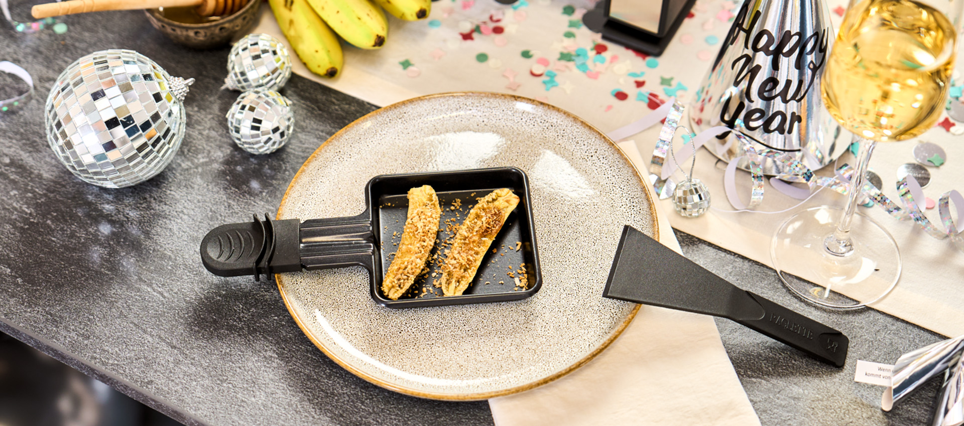 Gebackene Bananen mit Honig vom Raclette-Grill