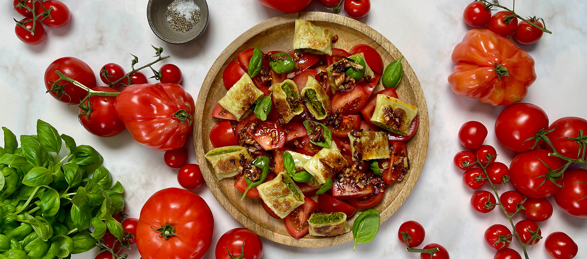 Tomaten-Maultaschensalat ganz asiatisch