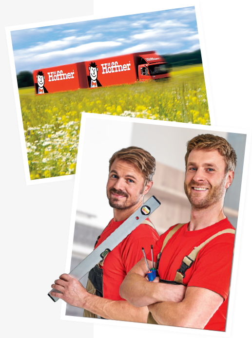 Foto von Höffner LKW und zwei Höffner Küchenmonteuren