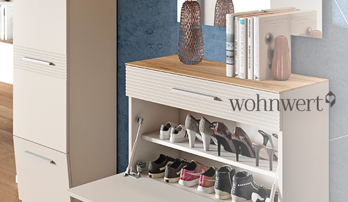 wohnwert, Schuhschrank der Serie Helen in Beige