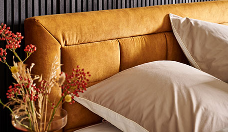 Kopfteil Polsterbett in Gelb