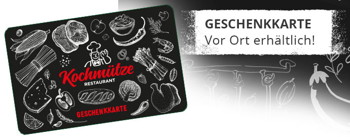 Kochmützen Geschenkkarte vor Ort erhältlich