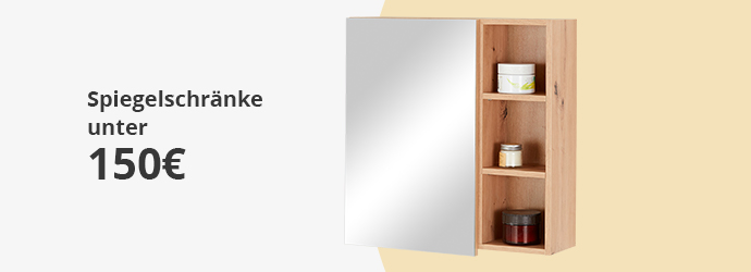 Spiegelschränke unter 150 € - Spiegelschrank mit Holzregal