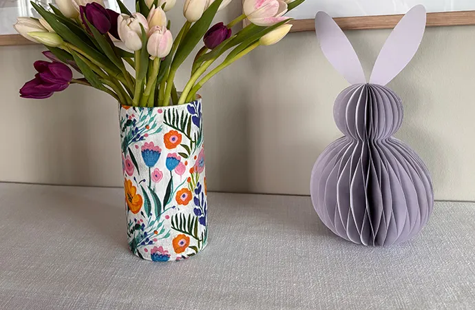 Zum DiY Vase mit Serviettendruck