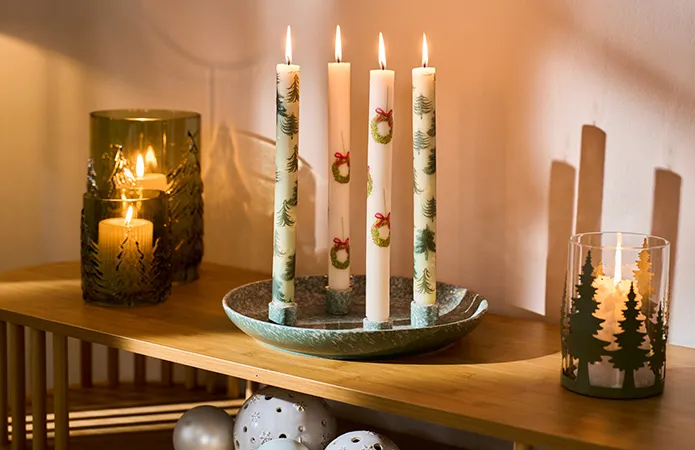 Zum DIY Kerzen weihnachtlich verzieren