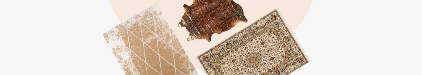 Orientteppich, Vintage-Teppich und Kuhfell