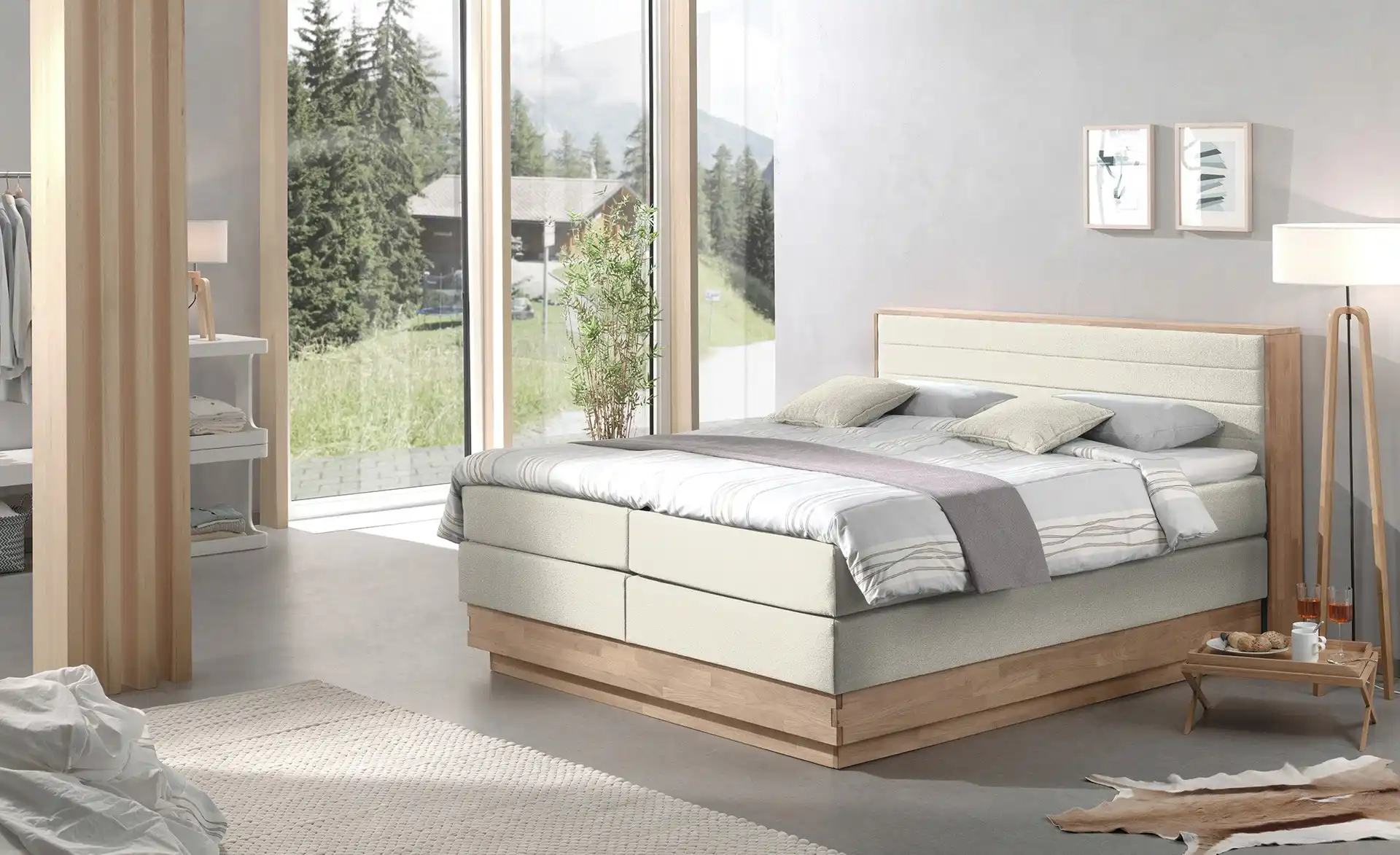 Massivholz-Boxspringbett mit Bettkasten Morgan - Einrichtungsbeispiel