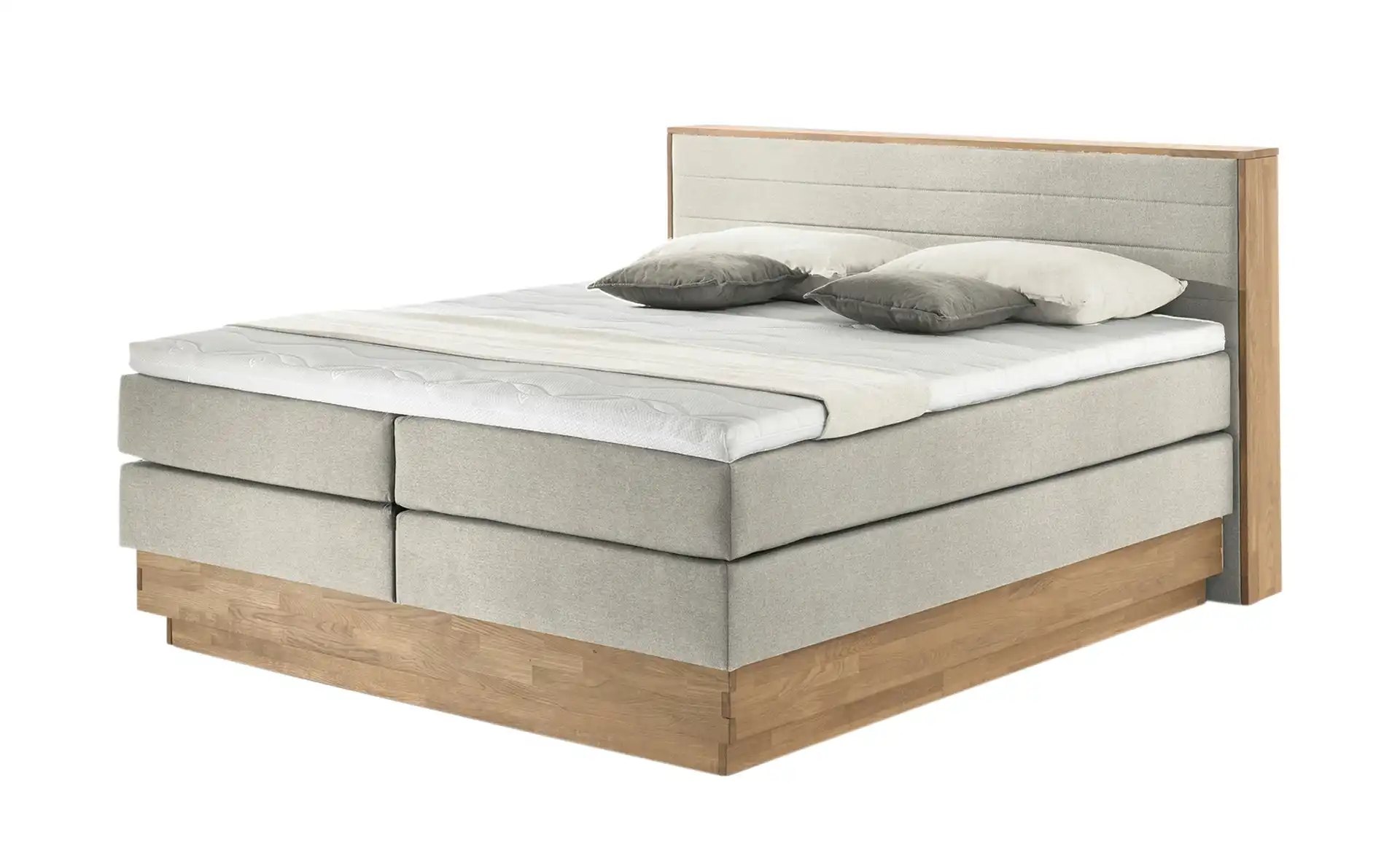 Massivholz-Boxspringbett mit Bettkasten Morgan 180x200 cm Beige von UNO