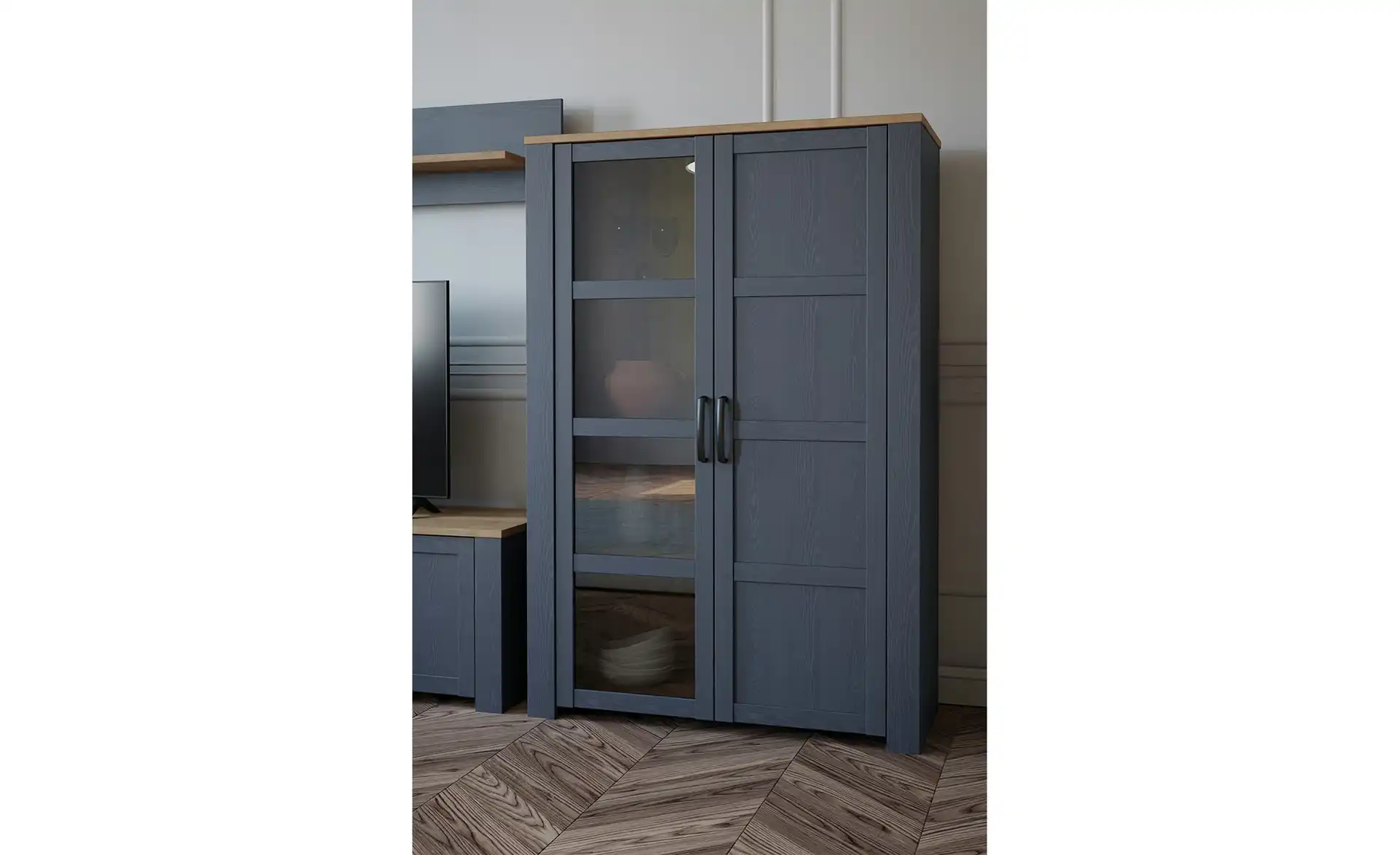 Highboard TONEO Eiche Navy Blau - Stellbeispiel