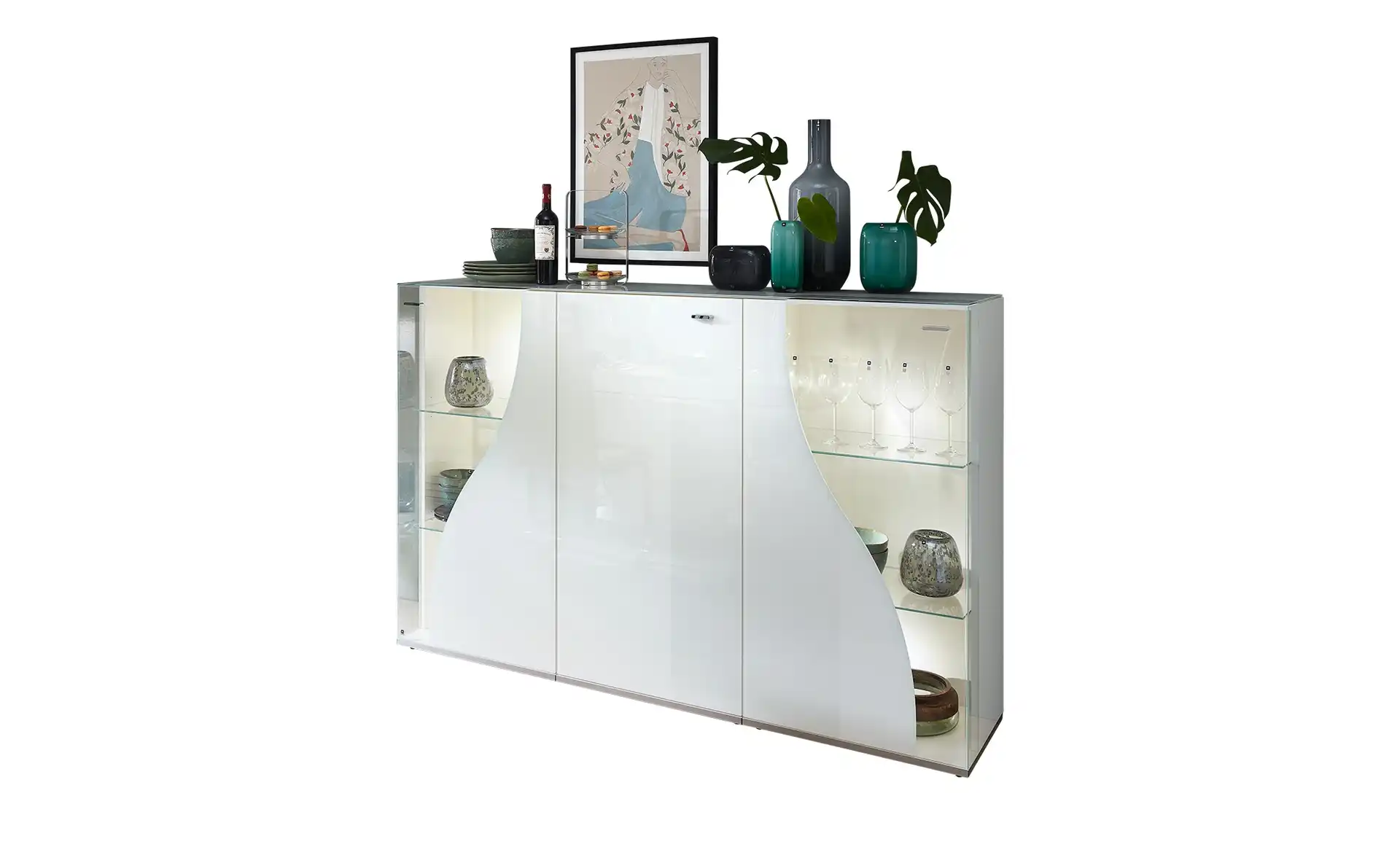 Highboard LEO CURVE 50 Weiß - Dekorationsbeispiel