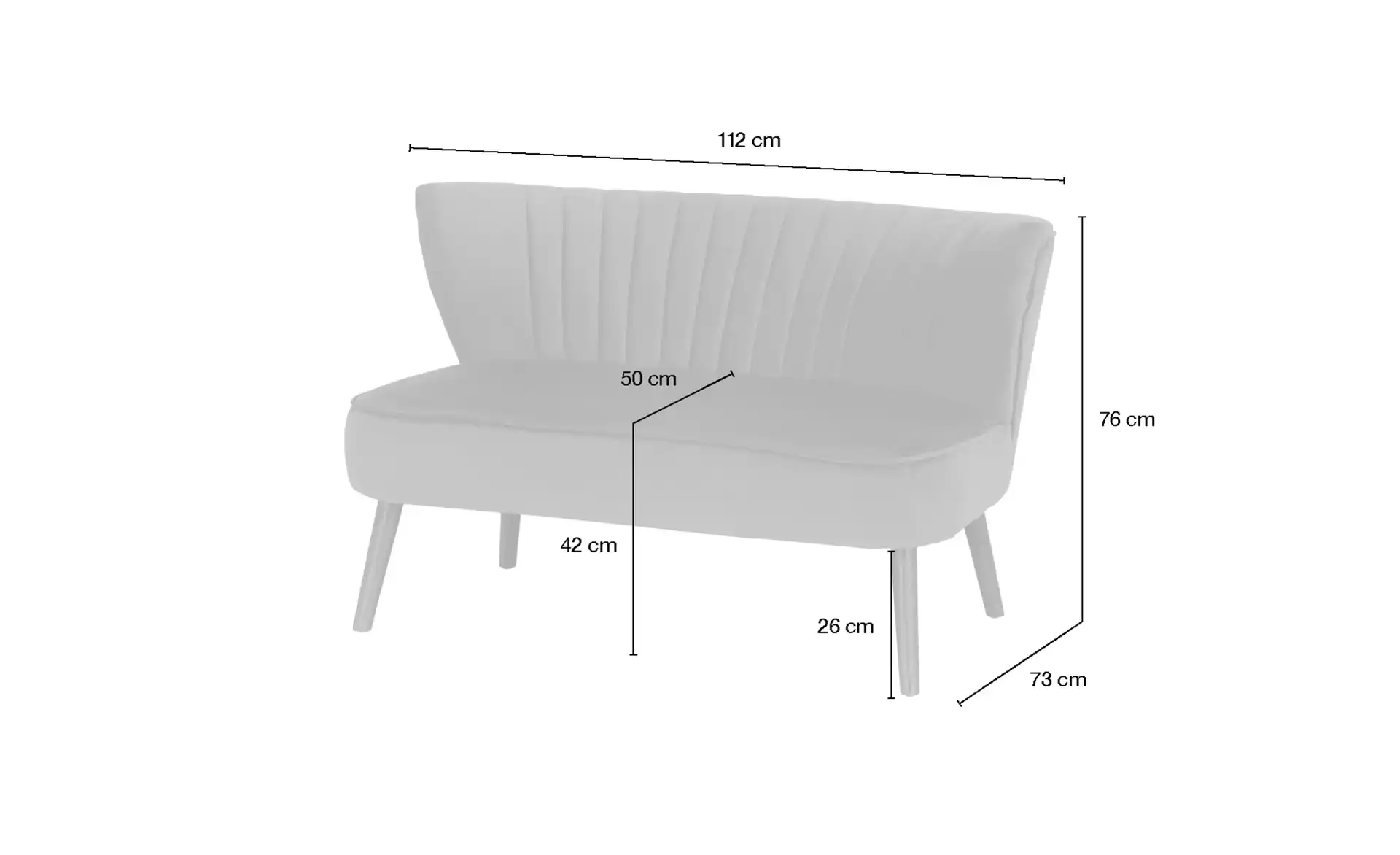 Sofabank KELLY Anthrazit - Rundumpolsterung