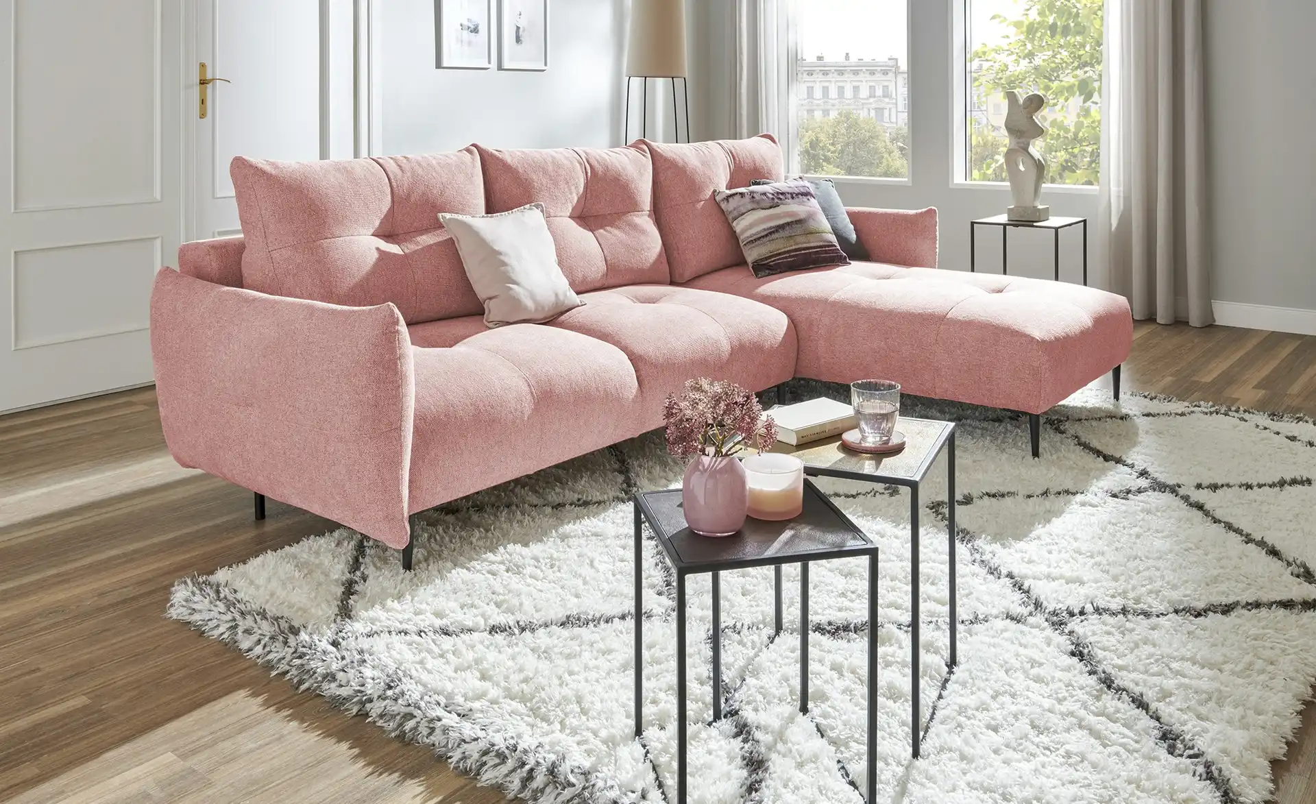 Ecksofa SPEZIA Apricot - Einrichtungsbeispiel