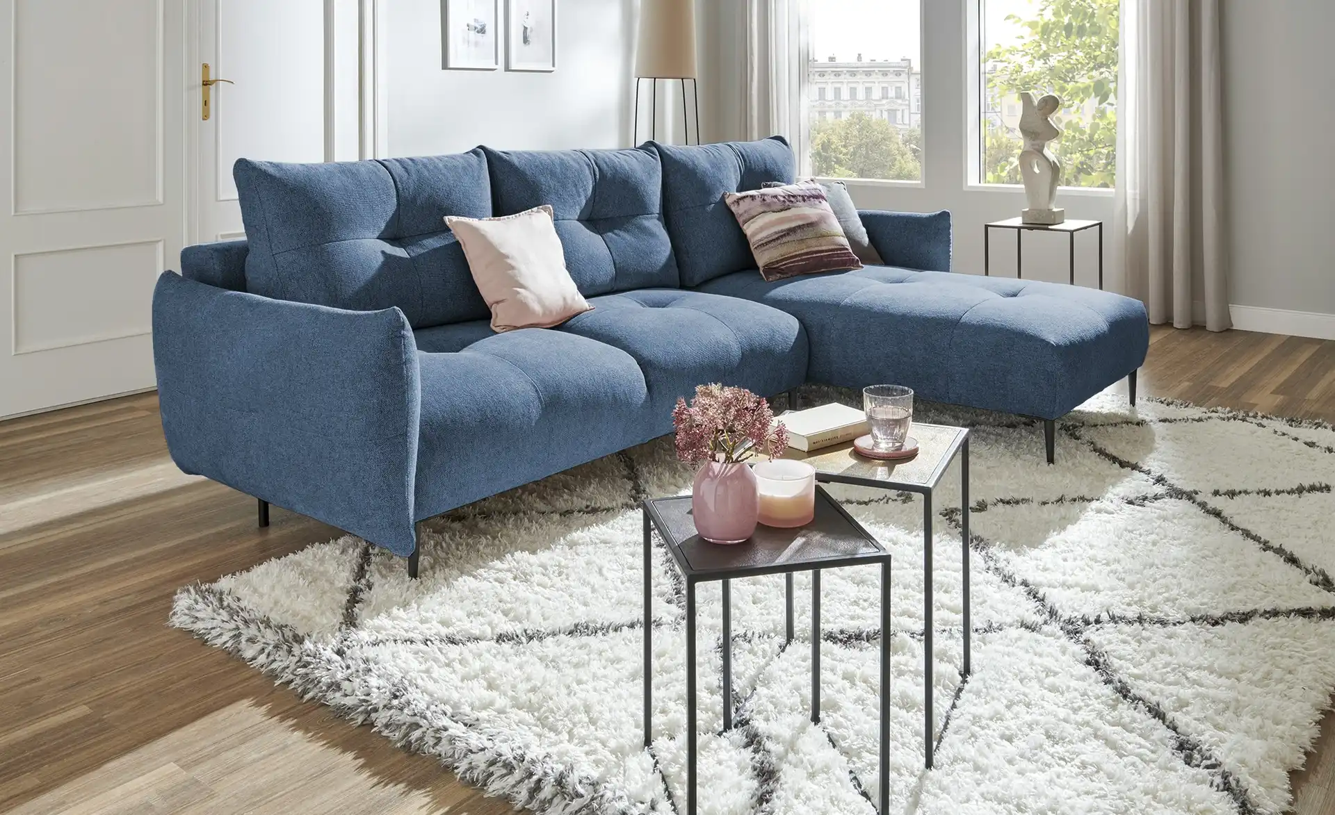 Ecksofa Spezia Blau - Einrichtungsbeispiel