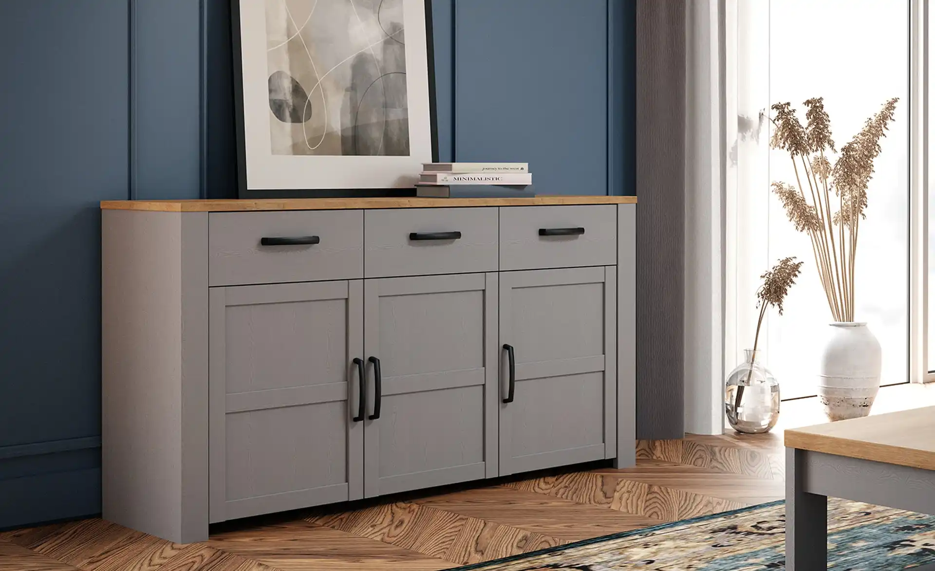 Sideboard TONEO Eiche Grau - Einrichtungsbeispiel