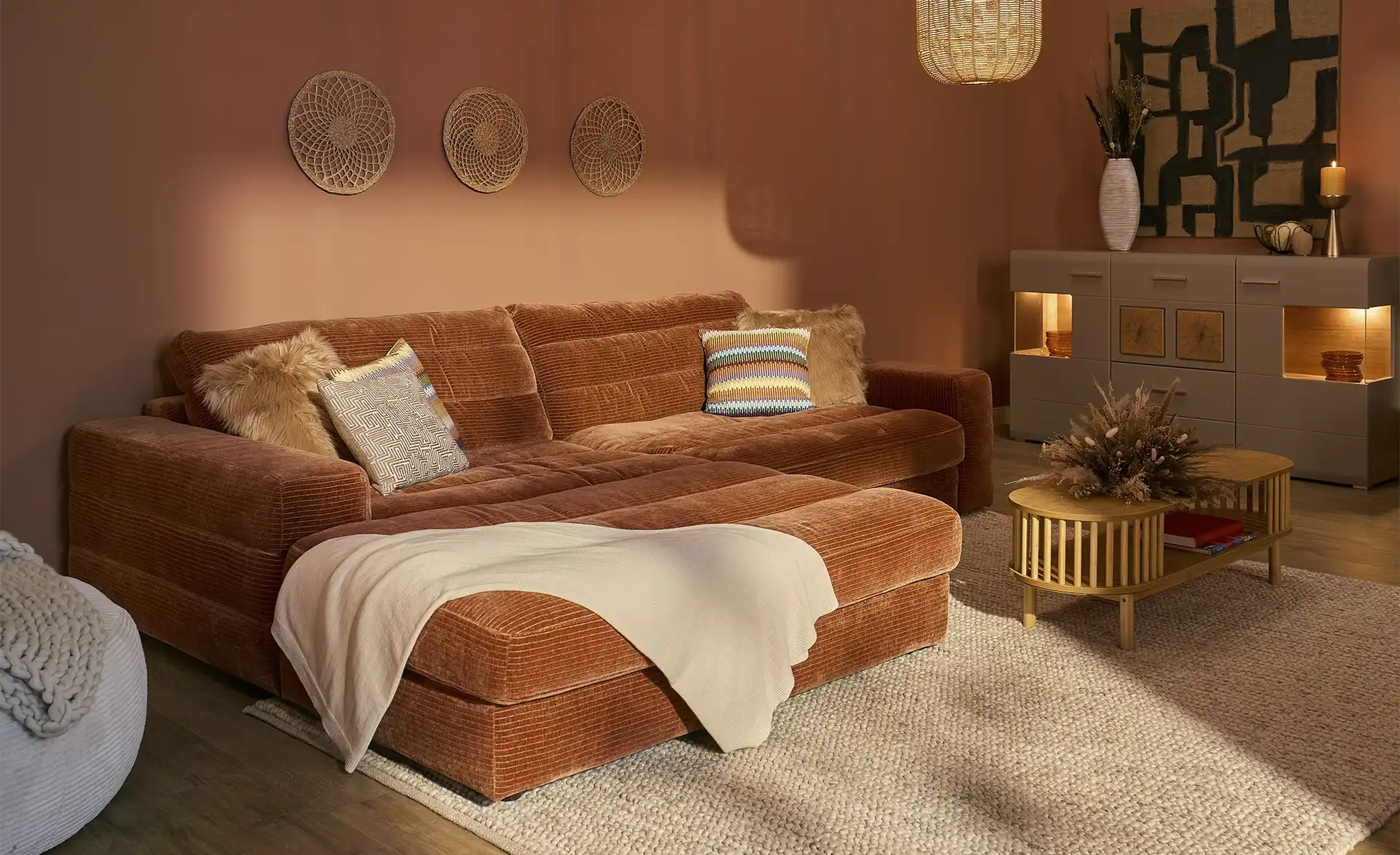 Ecksofa -Cord- SCARLATTI - Einrichtungsbeispiel