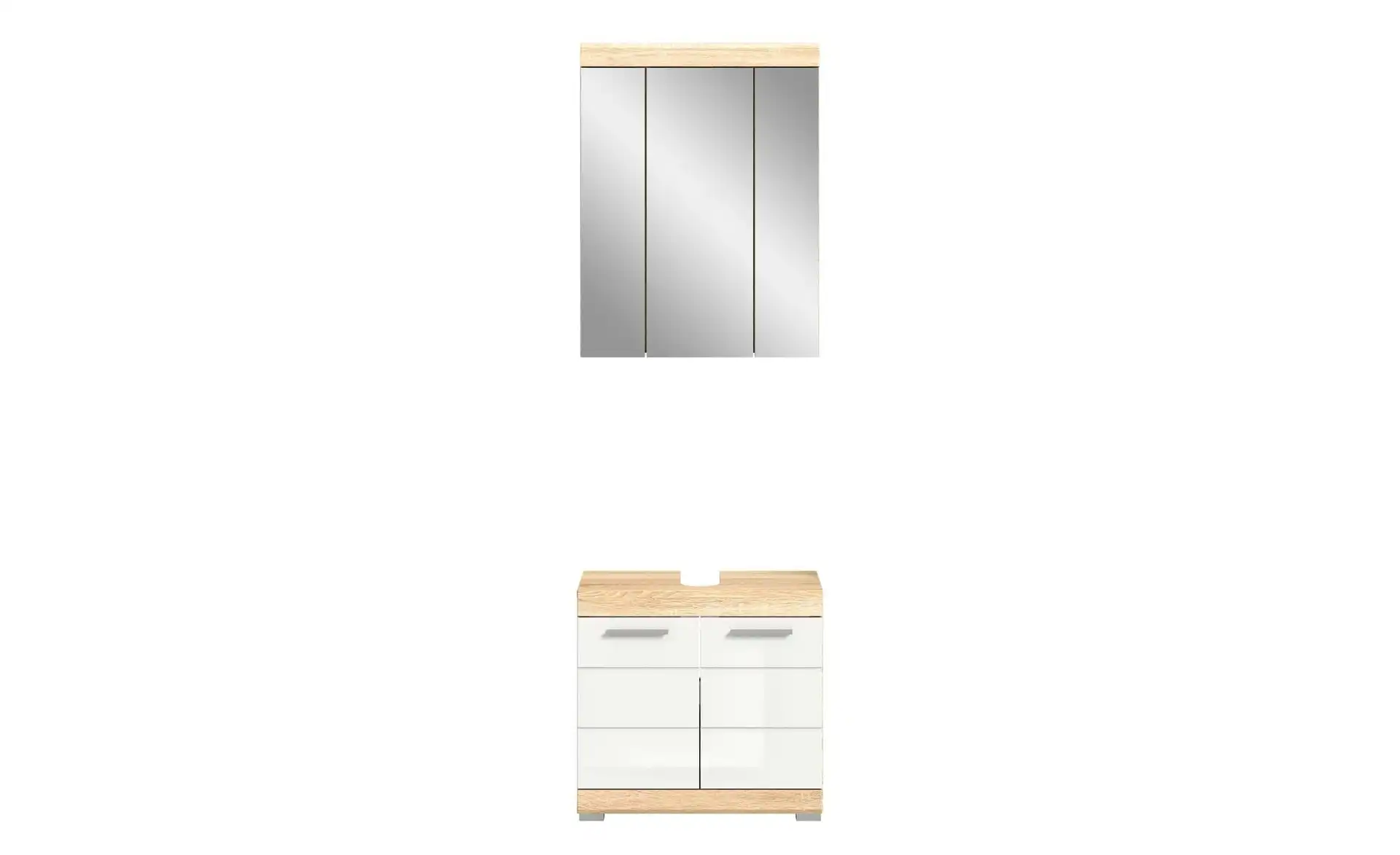 Badmöbel-Set SCHLOONSEE, 2 tlg., bestehend aus: Waschbeckenunterschrank, Spiegelschrank, in verschiedenen Farben erhältlich, Badmöbel, Kombination, Badezimmer Schloonsee