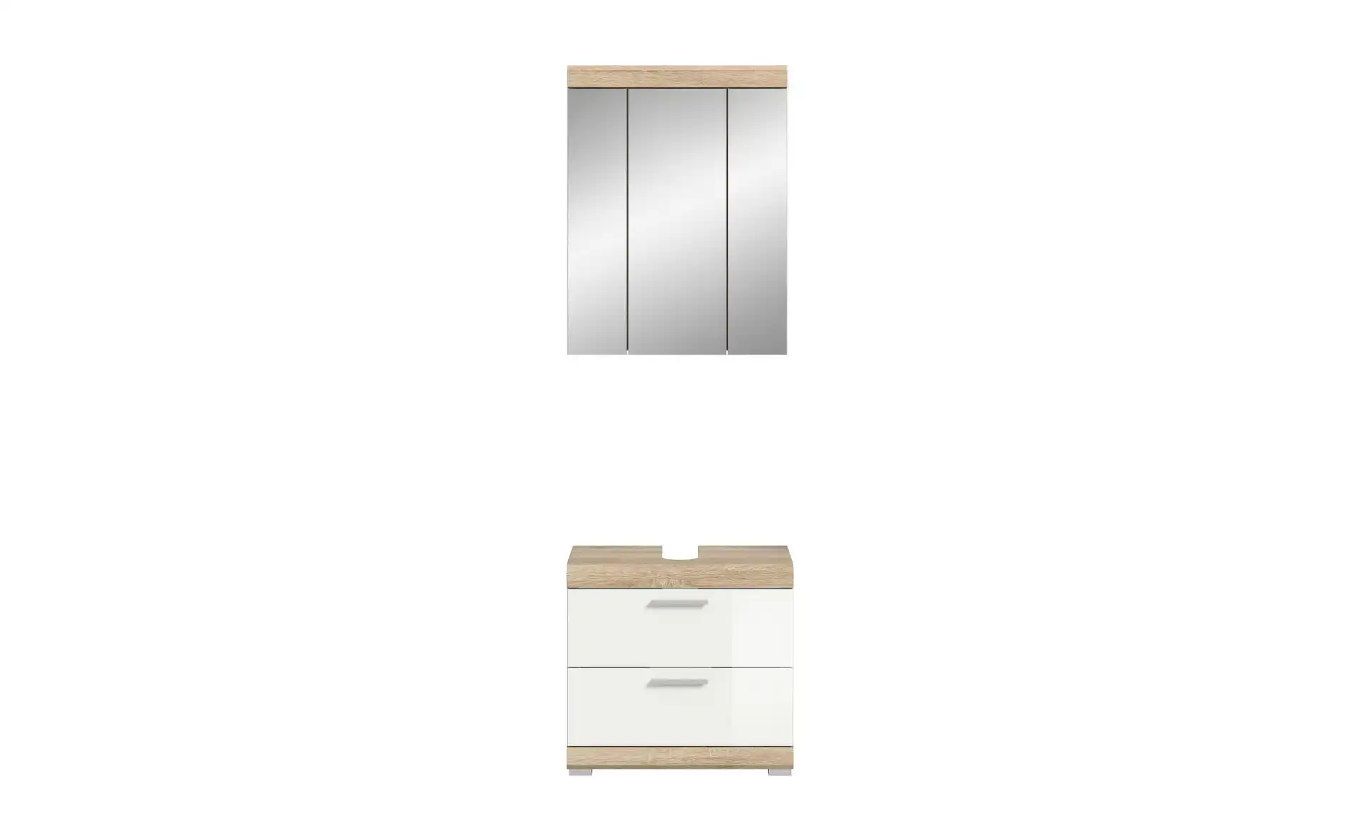 Badmöbel-Set SCHLOONSEE, 2 tlg., bestehend aus: Waschbeckenunterschrank, Spiegelschrank, in verschiedenen Farben erhältlich, Badmöbel, Kombination, Badezimmer Schloonsee