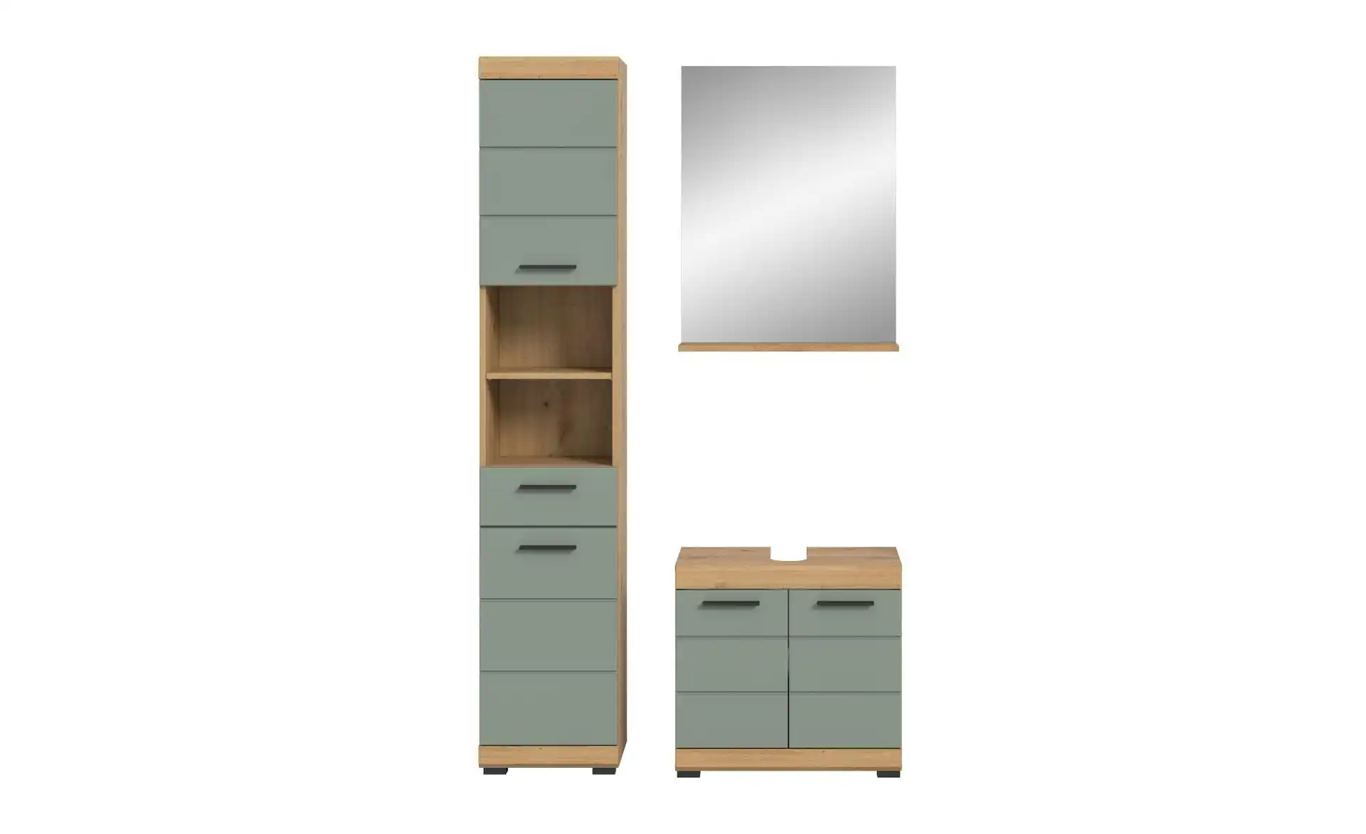 Badmöbel-Set SCHLOONSEE, 3 teilig, bestehend aus: Hochschrank, Waschbeckenunterschrank, Spiegel Schloonsee
