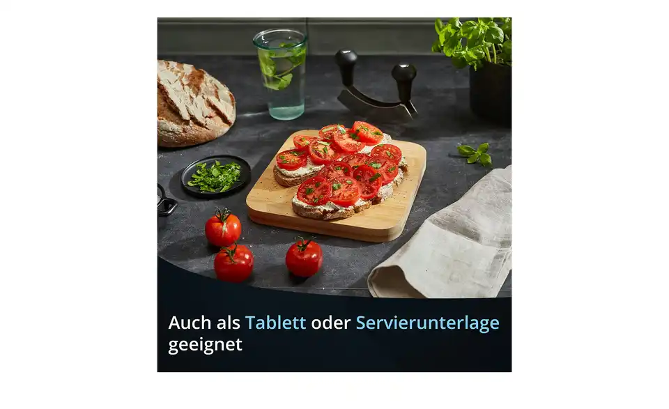 KHG Bambusbrett mit Wiegemesser, Bild mit Text