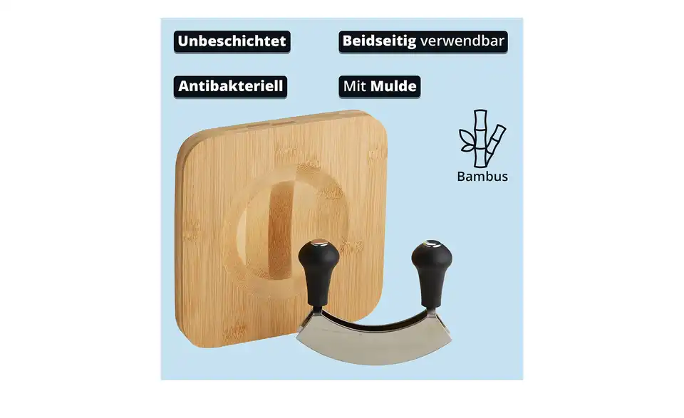 KHG Bambusbrett mit Wiegemesser, Bild mit Text