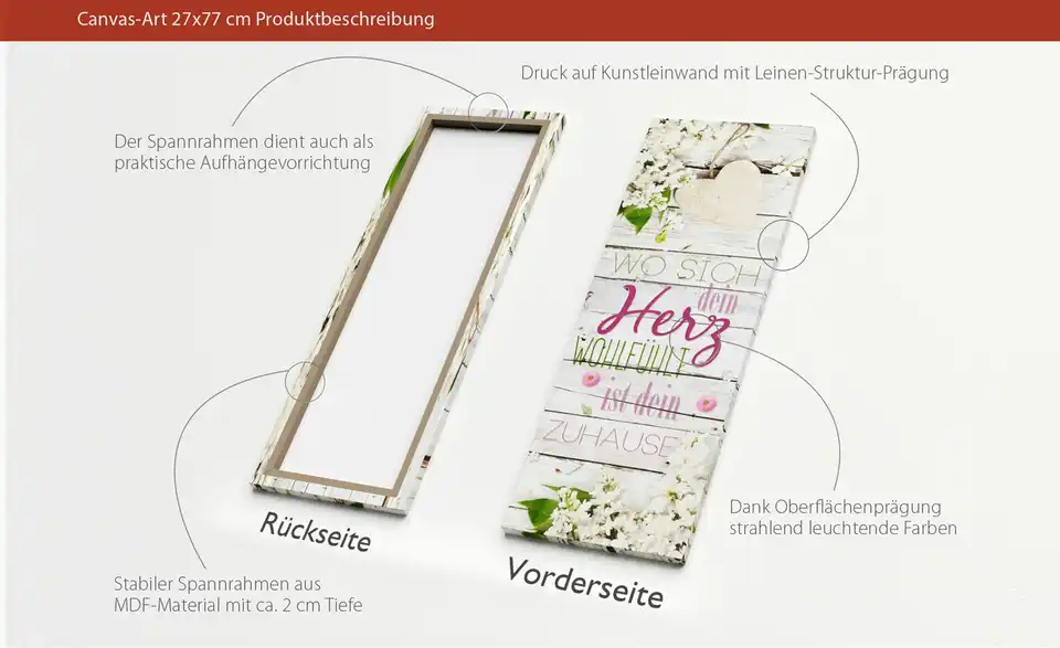 Kunstleinwand "Wohlfühlherz", in Wohnsituation
