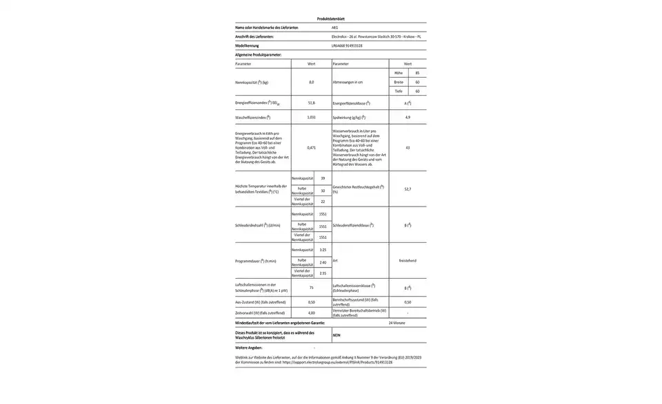 AEG Waschvollautomat LR6A668