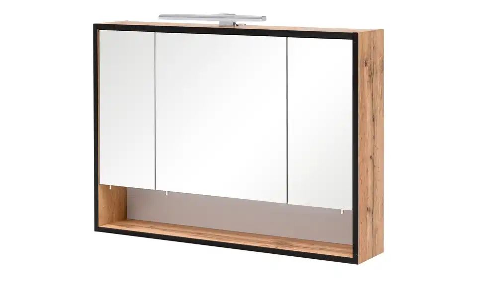 Spiegelschrank, 3-türig MAX Eiche / Schwarz