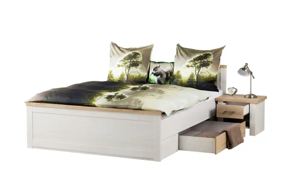 Bett mit 2 Nachtkommoden Lancaster, geöffnet