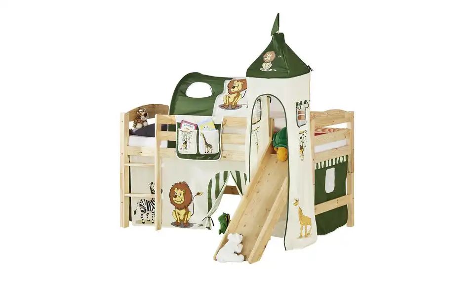 Spielbett mit Rutsche - Massivholz Kiefer