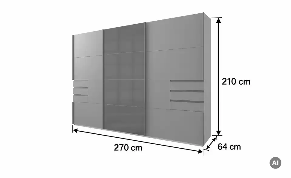 Schwebetürenschrank Shawbury, Bemaßung