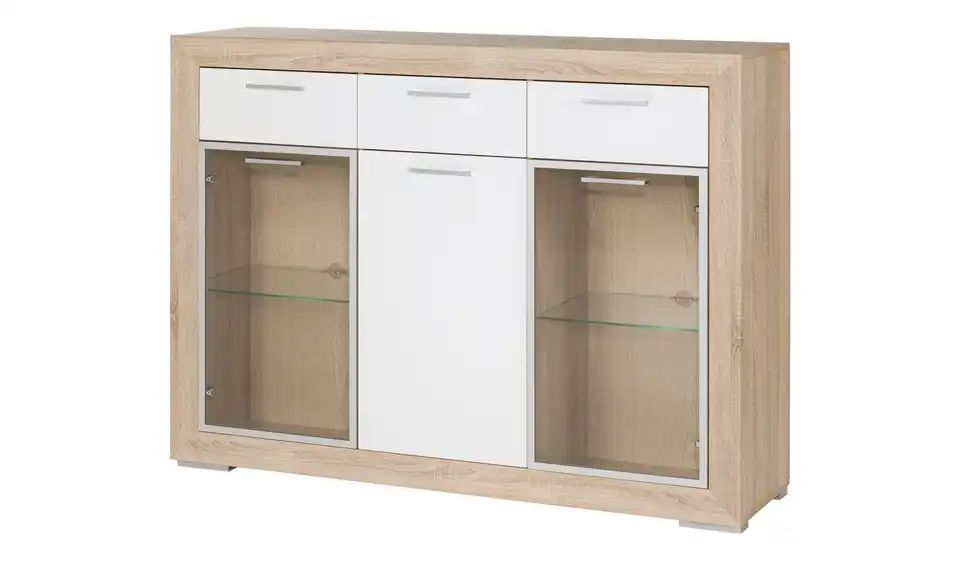 Highboard Fiesta | Eiche sägerau (Nachbildung) / Weiß