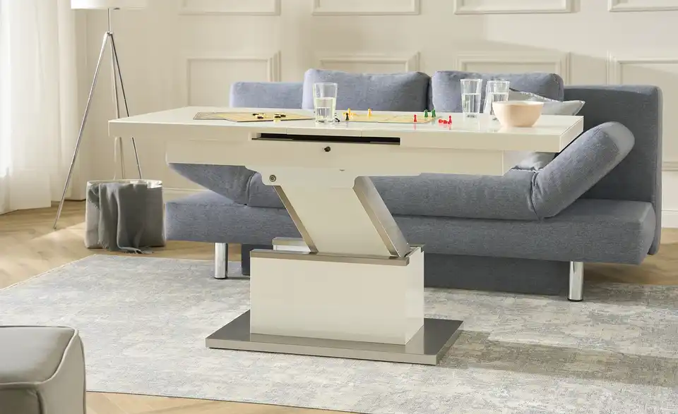 Couchtisch Grado höhenverstellbar und ausziehbar, Funktionsansicht