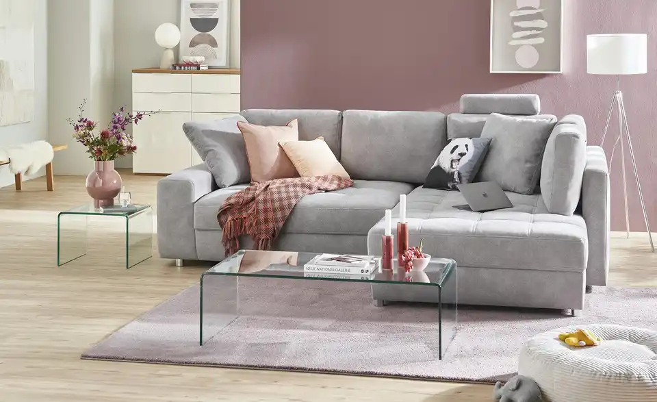 Couchtisch Tessera aus Glas, in Wohnsituation