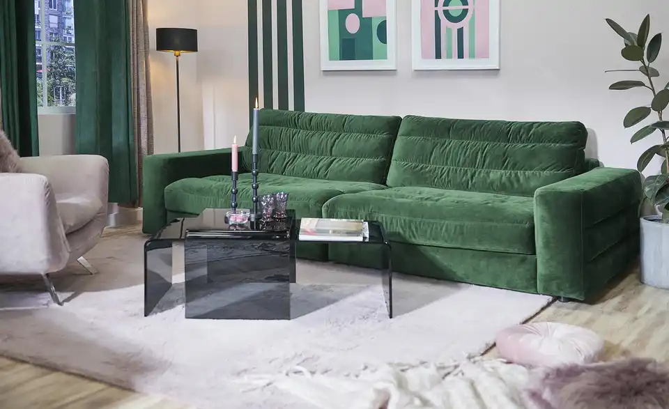 Couchtisch Tessera aus Glas, in Wohnsituation