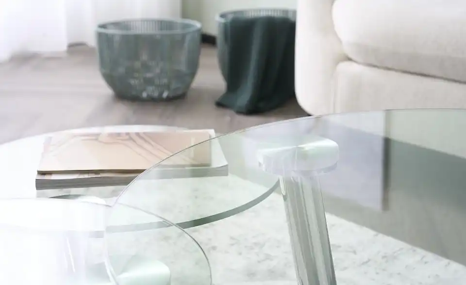 Couchtisch Conigli mit drehbaren Tischplatten, Detailansicht
