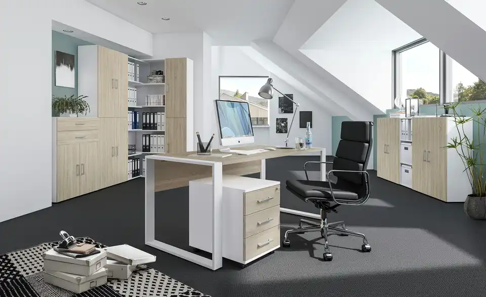 | Sonoma Weiß / home.office Schreibtisch (Nachbildung) 150x80 Eiche cm,