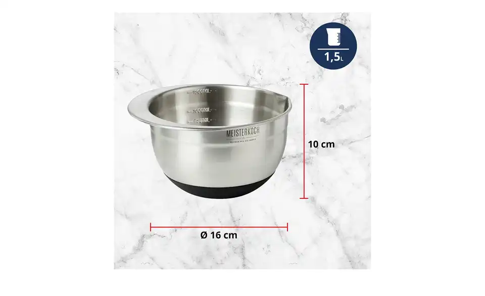 Meisterkoch Schüssel 1,5 Liter, Bild mit Text