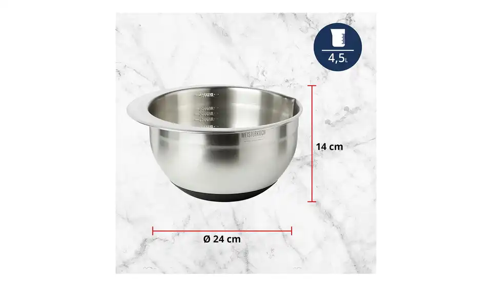 Meisterkoch Schüssel 4,5 Liter, Bild mit Text
