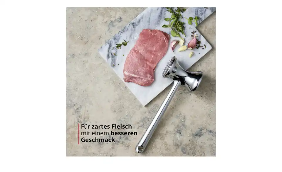 Meisterkoch Fleischklopfer OPTIMUS, Bild mit Text